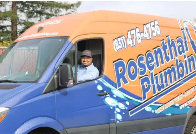 Rosenthal technician inside of logo truck.